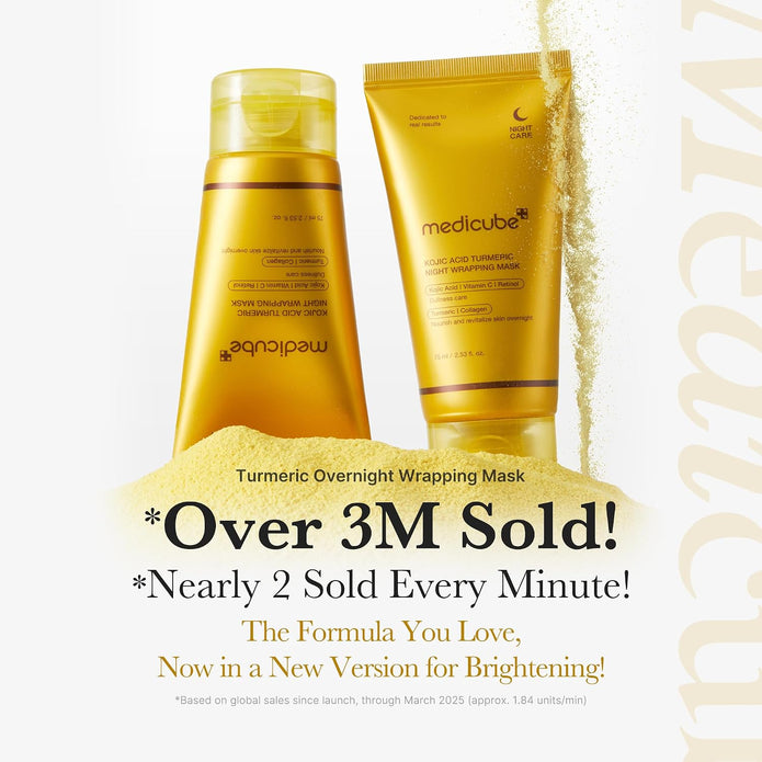 medicube Kojic Acid Turmeric Overnight Wrapping Peel Off Mask – Brightens & Defends Against Skin Stress for a Clear, Glowing Complexion, Korean Skincare, 2.53 fl. oz.