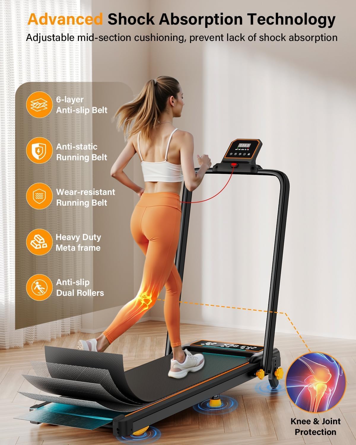 Treadmill Walking Pad with 12% Incline/Handle Bar/2 LED Display, 3.5HP Portable Treadmills