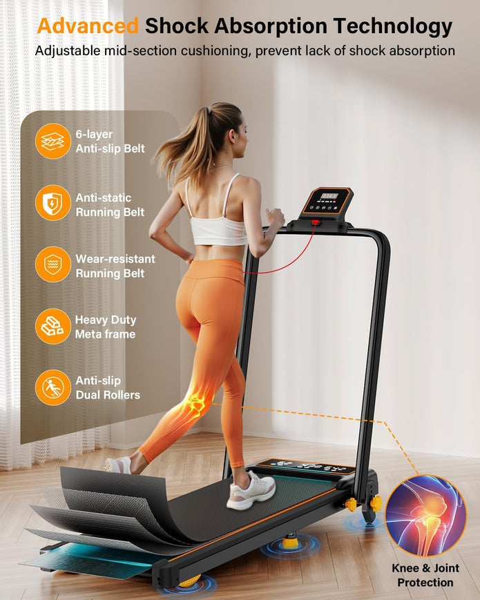 Treadmill Walking Pad with 12% Incline/Handle Bar/2 LED Display, 3.5HP Portable Treadmills
