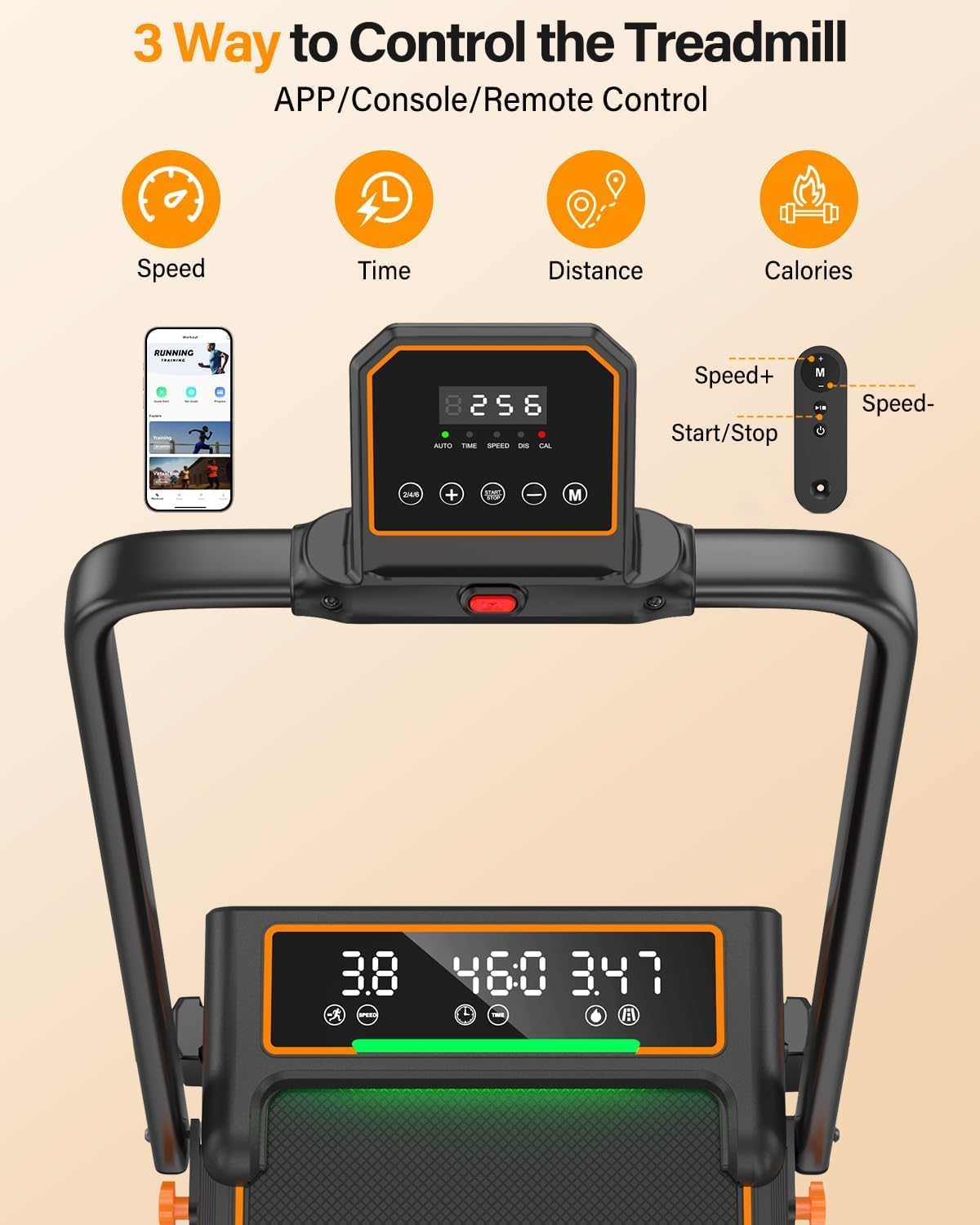 Treadmill Walking Pad with 12% Incline/Handle Bar/2 LED Display, 3.5HP Portable Treadmills