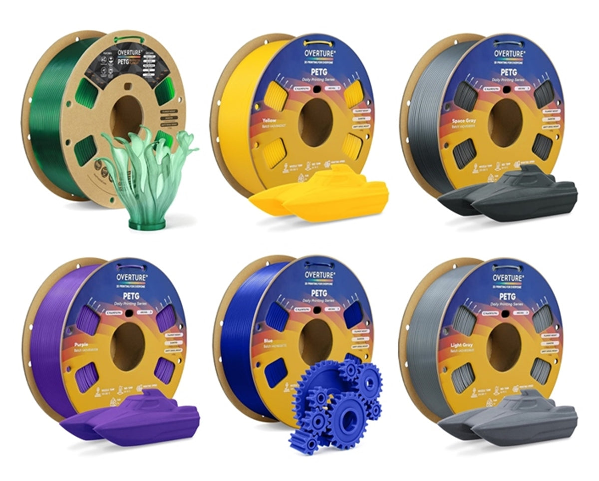 Case of 10 KG OVERTURE PETG Filament 1.75mm, High Speed 3D Printer Filament, Neatly Wound & Clog-Free, 1kg Spool (2.2lbs) Rapid PETG, Dimensional Accuracy +/- 0.02mm