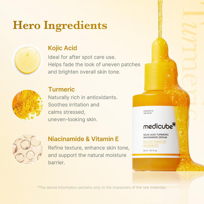 Kojic Acid Turmeric Niacinamide Serum by Medicube for Women - 1.01 oz Serum