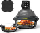 NEW / OPEN BOX Glass Air Fryer, 5-in-1 1500W Portable Air Fryer with 4QT & 6-Cup Glass Containers