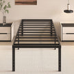 20 Inch Twin Size Bed Frame, No Box Spring Needed, Heavy Duty Black Metal Platform Mattress Foundation with Steel Slats, Non-Slip Noise Free Easy Assembly, Large Storage