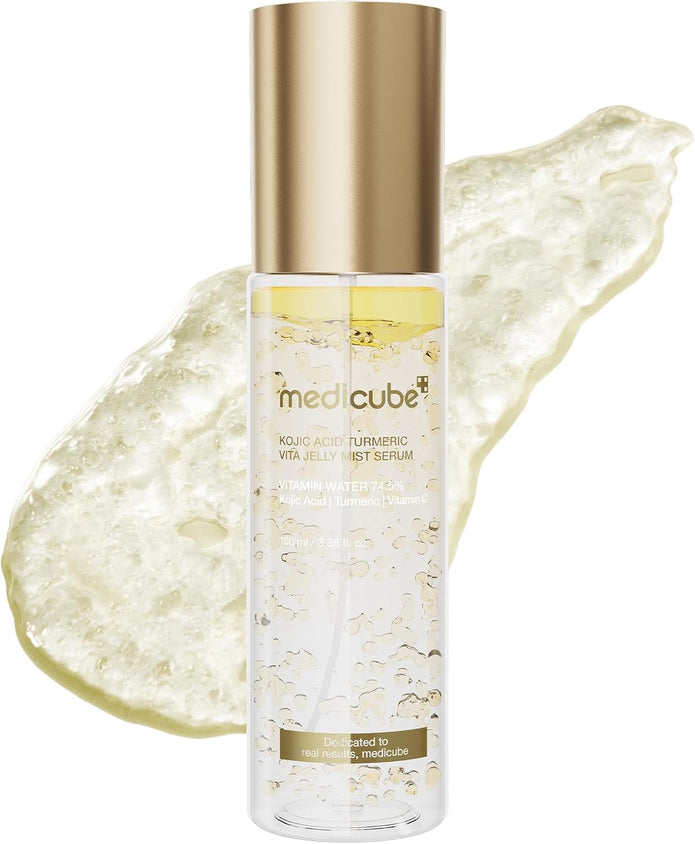medicube Turmeric Vitamin Gold Jelly Mist Serum | 2-in-1 Daily Facial Spray and Serum | With Vitamin C, Turmeric, Panthenol for Hydrating, Calming Care | Lightweight, Refreshing Mist