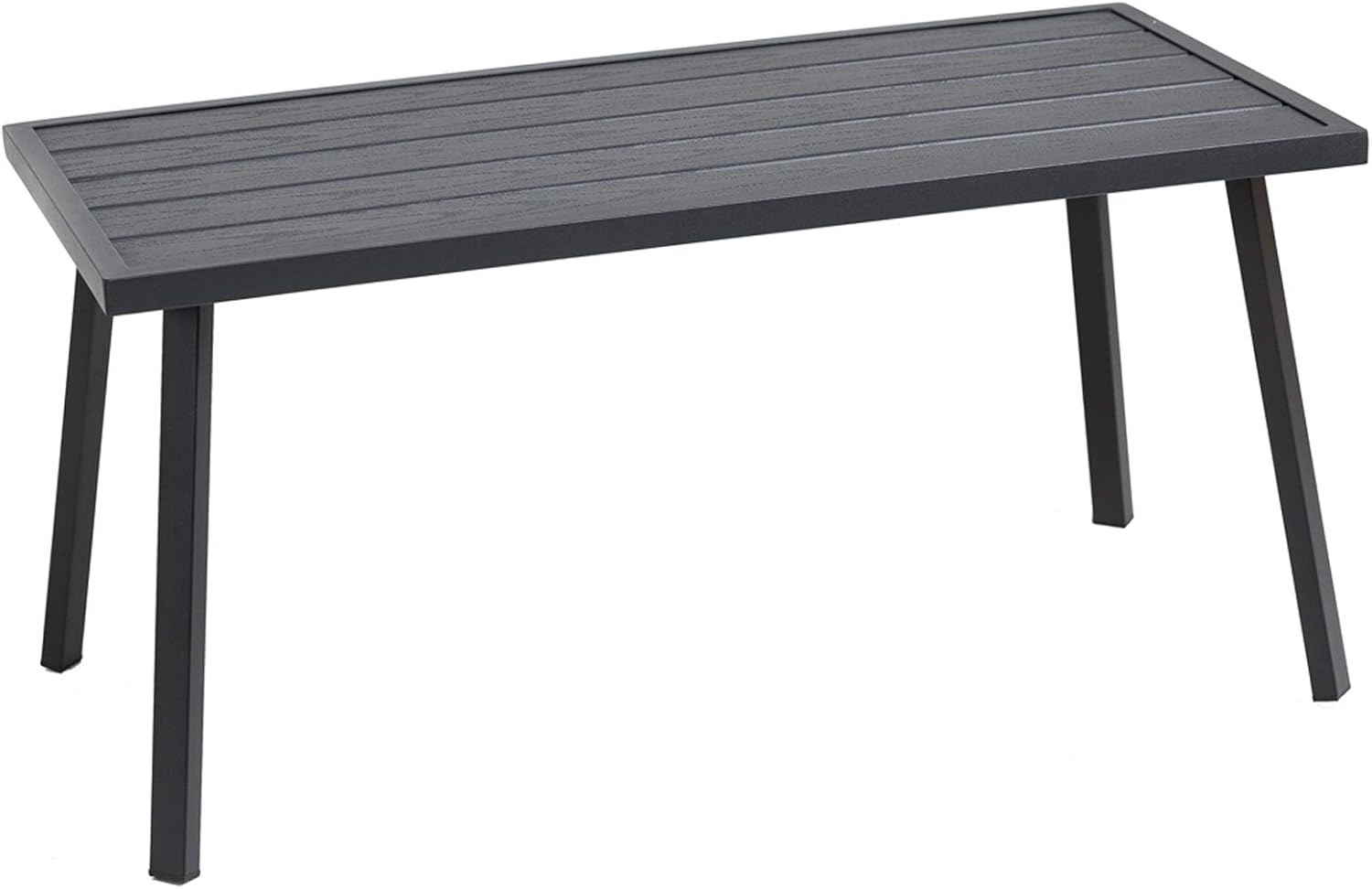 Small Metal Outdoor Coffee Side Table for Outside Patio, Rectangle, Black