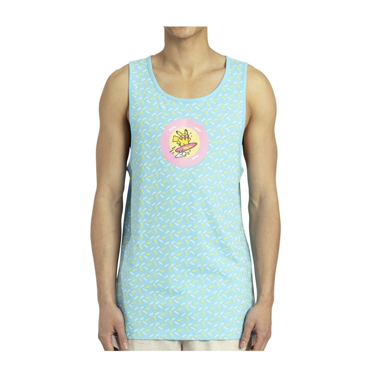Pikachu Pokémon Lazy Summer Blue Fitted Tank Top - Men