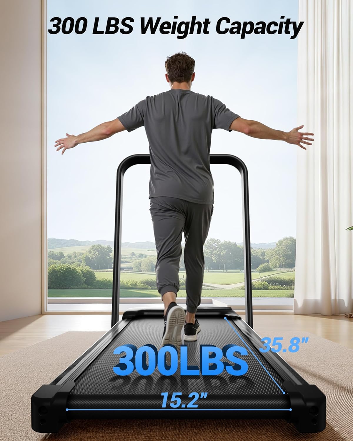 Walking Pad with 15% Incline 2.5HP Foldable Treadmill for Home and Office Under Desk 300LBS Weight Capacity Treadmill