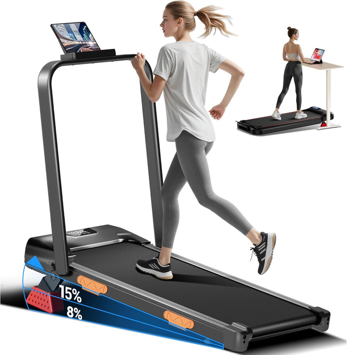 Walking Pad with 15% Incline 2.5HP Foldable Treadmill for Home and Office Under Desk 300LBS Weight Capacity Treadmill