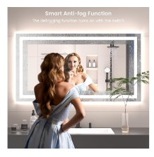 16"x40" Rectangle LED Bathroom Mirror with Lights, 3 Color, Anti-Fog, Frameless Wall-Mounted Mirror with Backlit + Front Lit, Stepless Dimmable