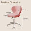 Vanity Chair with Back – Small Armless Office Chair with Wheels, Lumbar Support, PU Leather, Adjustable Height, 360° Swivel for Home, Bedroom, Office Pink Set of 1