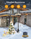 NEW / OPEN BOX VIANIS 3-Head Outdoor Lamp Post Light with Outlet, Triple Head Black Street Light Pole with Dusk to Dawn Sensor, Waterproof 100%