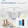 VOLISUN Low Profile Ceiling Fan with Lights and Remote, 23.6in Bladeless Ceiling Fan Light, 3000K-6500K Dimmable Modern Ceilings Fans Flush Mount