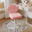 Vanity Chair with Back – Small Armless Office Chair with Wheels, Lumbar Support, PU Leather, Adjustable Height, 360° Swivel for Home, Bedroom, Office Pink Set of 1