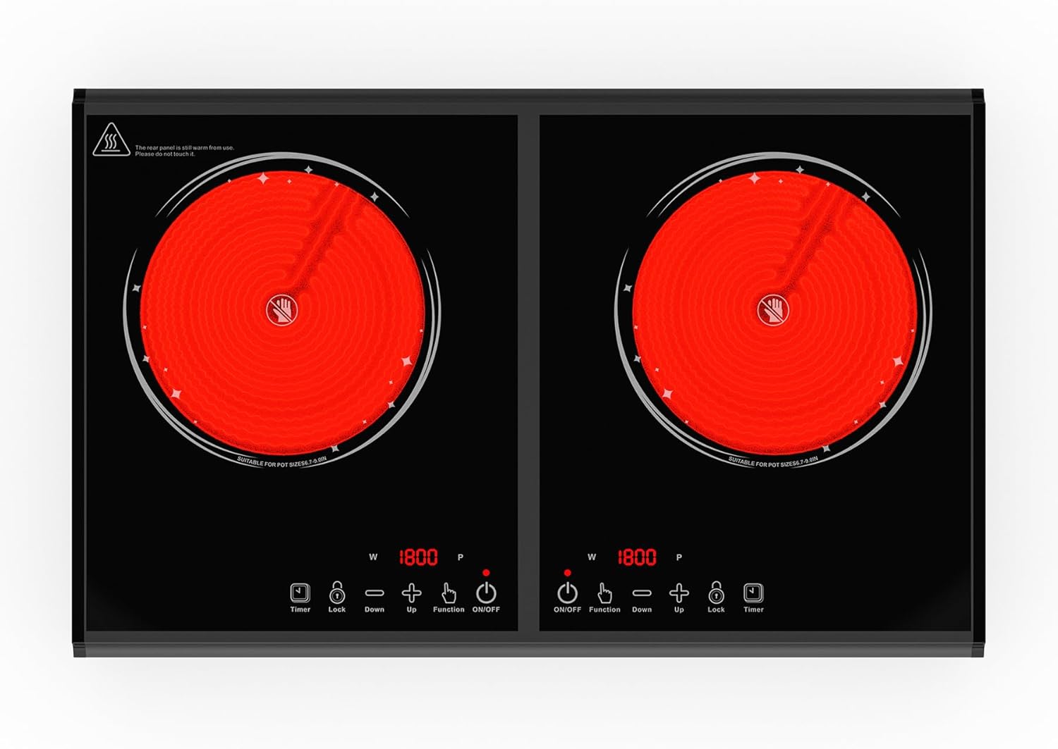 VBGK Electric Cooktop, 110V 3600w Stove top, 22 inch Countertop with 9 Power Levels, LED touch control Overheat Protection