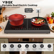 VBGK Electric Cooktop, 110V 3600w Stove top, 22 inch Countertop with 9 Power Levels, LED touch control Overheat Protection