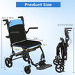 Wheelchairs for Adults,Utral-Lightweight(only 19.4lbs) Transport Chair, Foldable and PortableTravel Wheelchair with Telescopic Handle,Portable Folding Transfer Wheelchairs for Seniors,Blue