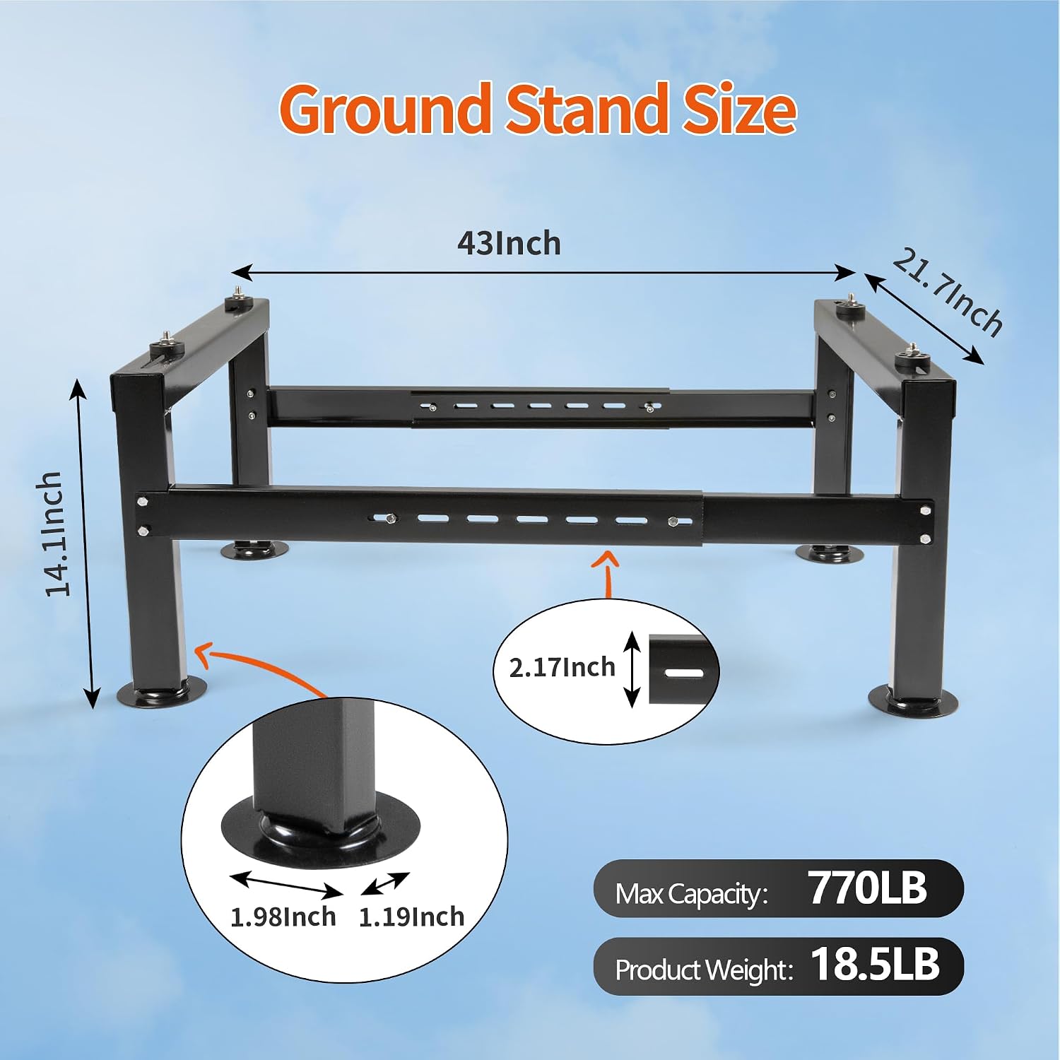 WeCooper Mini Split Ground Stand for 9000-60000BTU, Heavy-Duty Condenser Stand, Mini Split AC Bracket for Ductless Air Conditioners Heat Pump System