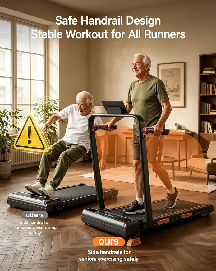 Walking Pad Treadmill with 17% Manual Incline, Quiet Under Desk Treadmills for Home & Office, Compact Foldable Treadmill with Handles and 3.0HP Brushless