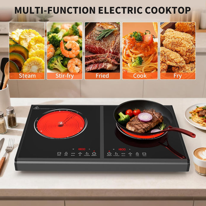 VBGK Electric Cooktop, 110V 3600w Stove top, 22 inch Countertop with 9 Power Levels, LED touch control Overheat Protection