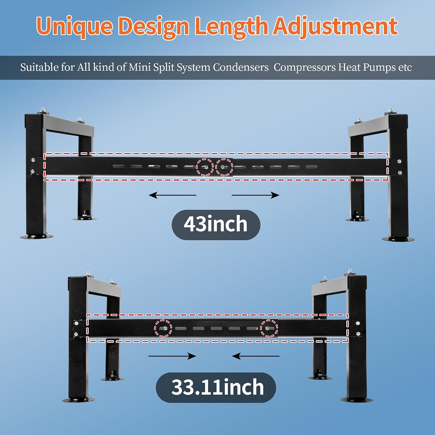 WeCooper Mini Split Ground Stand for 9000-60000BTU, Heavy-Duty Condenser Stand, Mini Split AC Bracket for Ductless Air Conditioners Heat Pump System