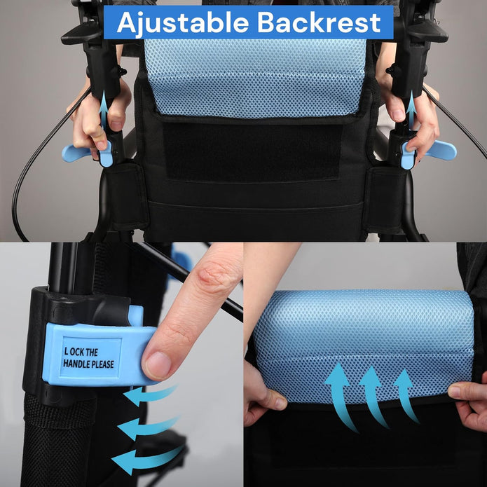 Wheelchairs for Adults,Utral-Lightweight(only 19.4lbs) Transport Chair, Foldable and PortableTravel Wheelchair with Telescopic Handle,Portable Folding Transfer Wheelchairs for Seniors,Blue