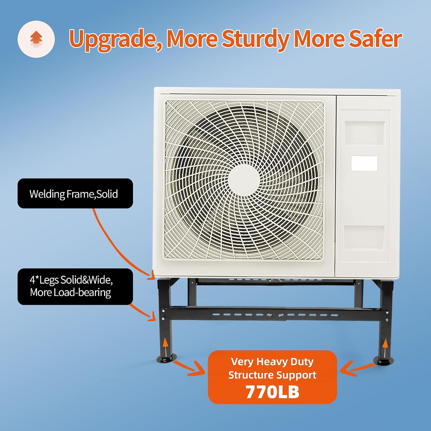 WeCooper Mini Split Ground Stand for 9000-60000BTU, Heavy-Duty Condenser Stand, Mini Split AC Bracket for Ductless Air Conditioners Heat Pump System