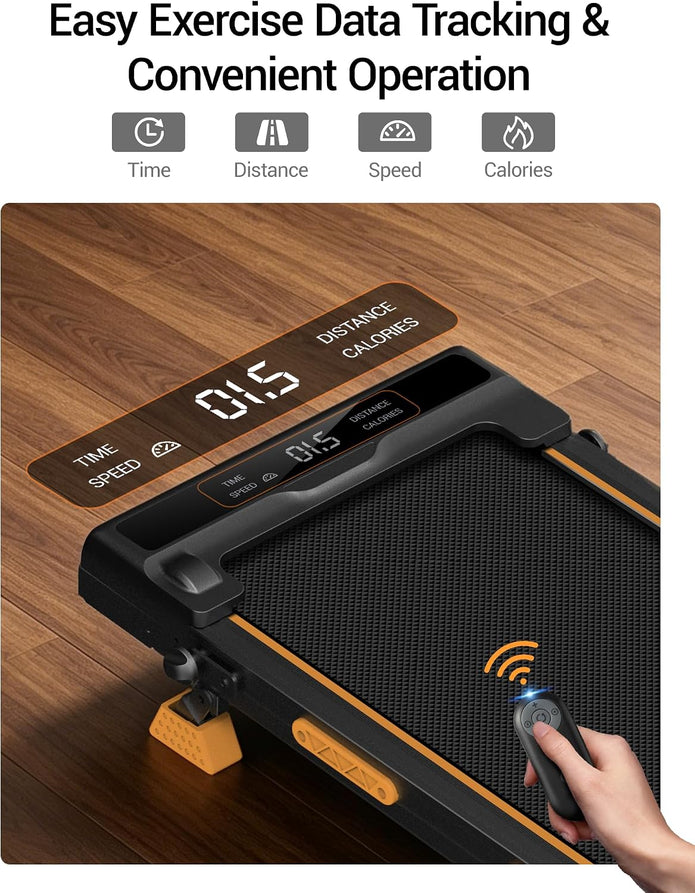 Walking Pad Treadmill with 17% Manual Incline, Quiet Under Desk Treadmills for Home & Office, Compact Foldable Treadmill with Handles and 3.0HP Brushless