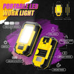 WARSUN 2 PC Portable LED Rechargeable Work Light,Magnetic Base & Hanging Hook, 30W 1200Lumens Super Bright, 5000K, for Car Repairing, Camping, Hiking, Backpacking, Fishing, Hurricane, Yellow