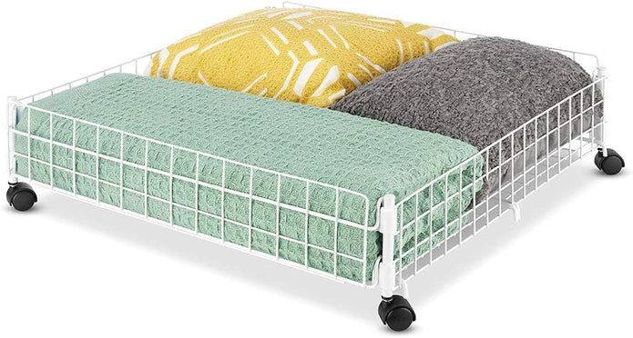 Whitmor Rolling White Wire Underbed Cart