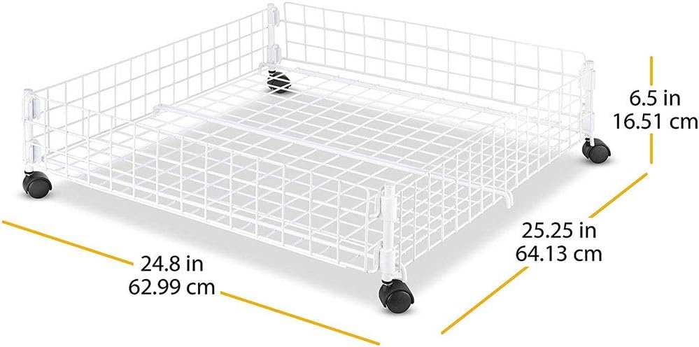 Whitmor Rolling White Wire Underbed Cart