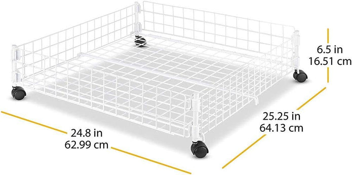Whitmor Rolling White Wire Underbed Cart