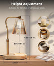 Candle Warmer Lamp, Candle Warmer with Timer and Dimmer, Adjustable Height Electric Candles Lamp with 2 Bulbs for Scented Jar, Wax Melter Lamp