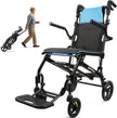 Wheelchairs for Adults,Utral-Lightweight(only 19.4lbs) Transport Chair, Foldable and PortableTravel Wheelchair with Telescopic Handle,Portable Folding Transfer Wheelchairs for Seniors,Blue