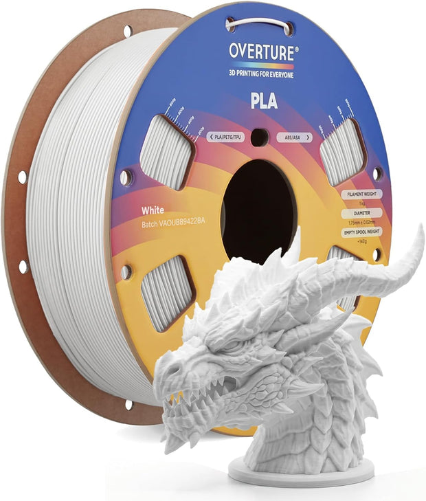Case of 10 KG OVERTURE PLA Filament 1.75mm, Neatly Wound 3D Printer Filament Spool (2.2lbs)