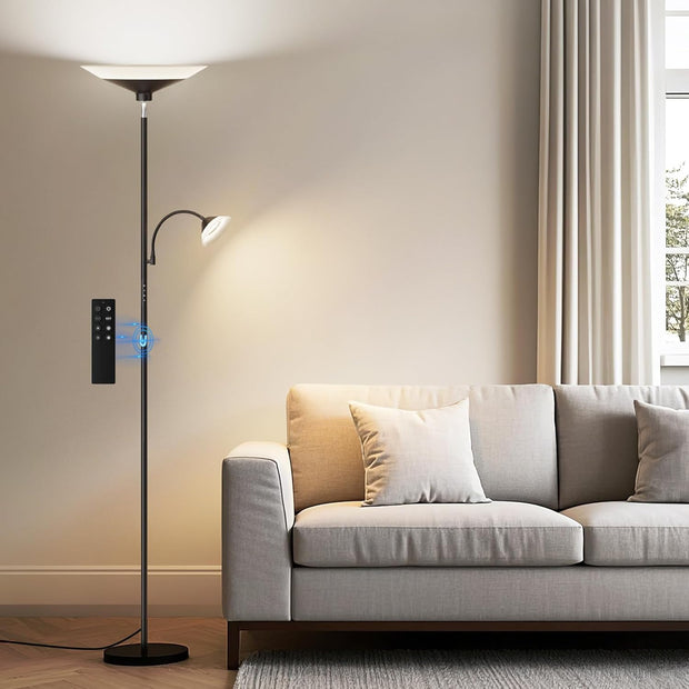 SIBRILLE 2-in-1 Torchiere Floor Lamp, 34W Dimmable Modern Standing Lamp with Remote & Button Control, Adjustable Brightness & Color Temperature, Corner Reading Lamp for Living Room Bedroom Office