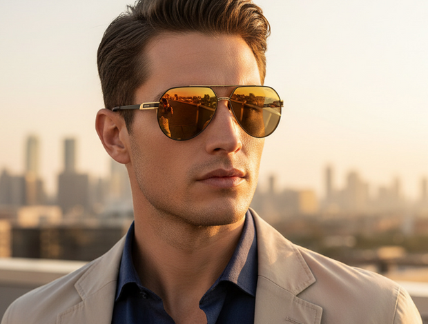 CARRERA 1062/S I46/YL GOLD BLACK POLARIZED MIRRORED LENS SUNGLASSES 62-14-145