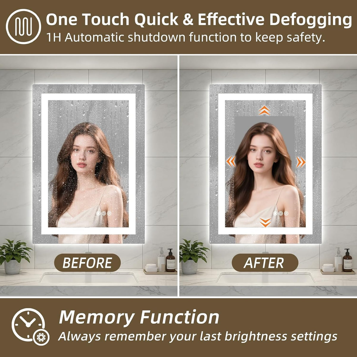 28x36 LED Bathroom Vanity Mirror with Lights Lighted Vanity Mirror for Wall, Anti-Fog