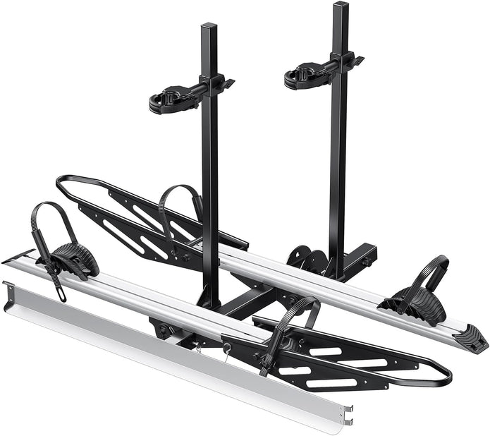 USED/LIKE NEW / Young 2-Bike Ebike Hitch Rack with Ramp, 200 lbs Capacity for Car, SUV