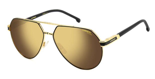 CARRERA 1062/S I46/YL GOLD BLACK POLARIZED MIRRORED LENS SUNGLASSES 62-14-145