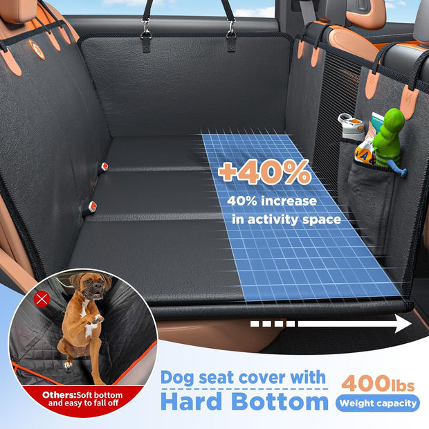 MYJAQI Back Seat Extender for Dogs, Hard Bottom Dog Car Seat Cover