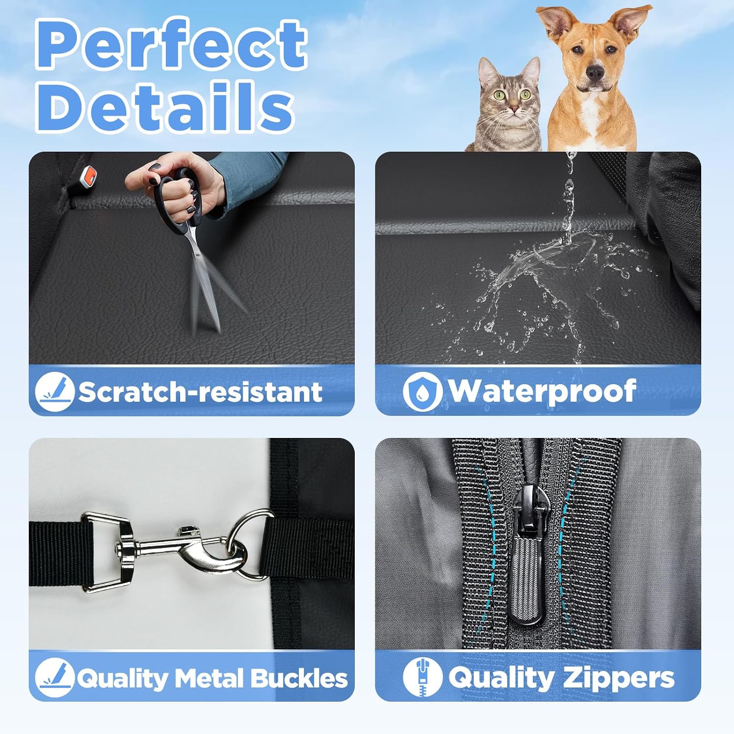 MYJAQI Back Seat Extender for Dogs, Hard Bottom Dog Car Seat Cover