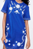 Zara Linen Embroidered Dress XS
