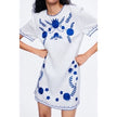 Zara Linen Embroidered Dress XS