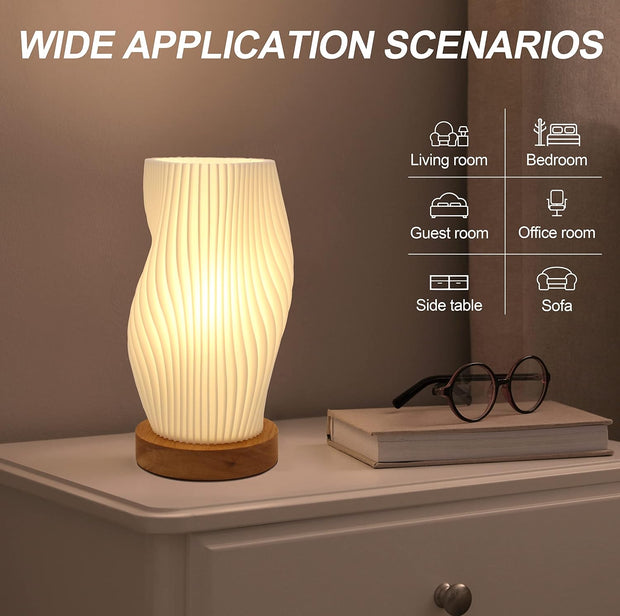 Zenply Novelty Small Table Lamp for Bedroom, Vintage Style Striped Small Night Light Lamp