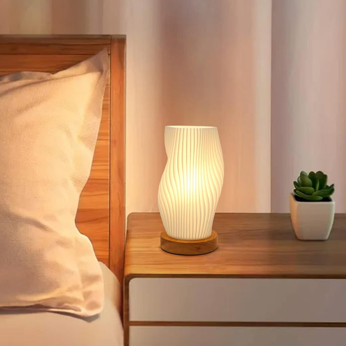 Zenply Novelty Small Table Lamp for Bedroom, Vintage Style Striped Small Night Light Lamp
