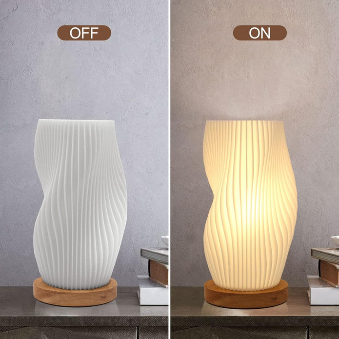 Zenply Novelty Small Table Lamp for Bedroom, Vintage Style Striped Small Night Light Lamp