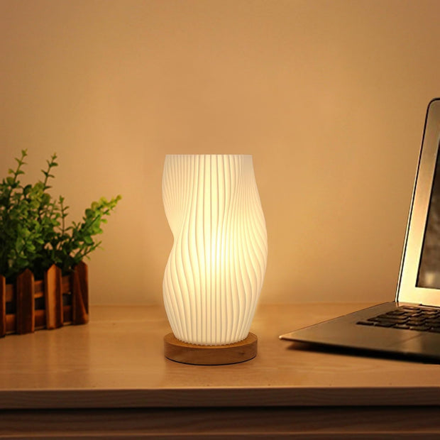 Zenply Novelty Small Table Lamp for Bedroom, Vintage Style Striped Small Night Light Lamp