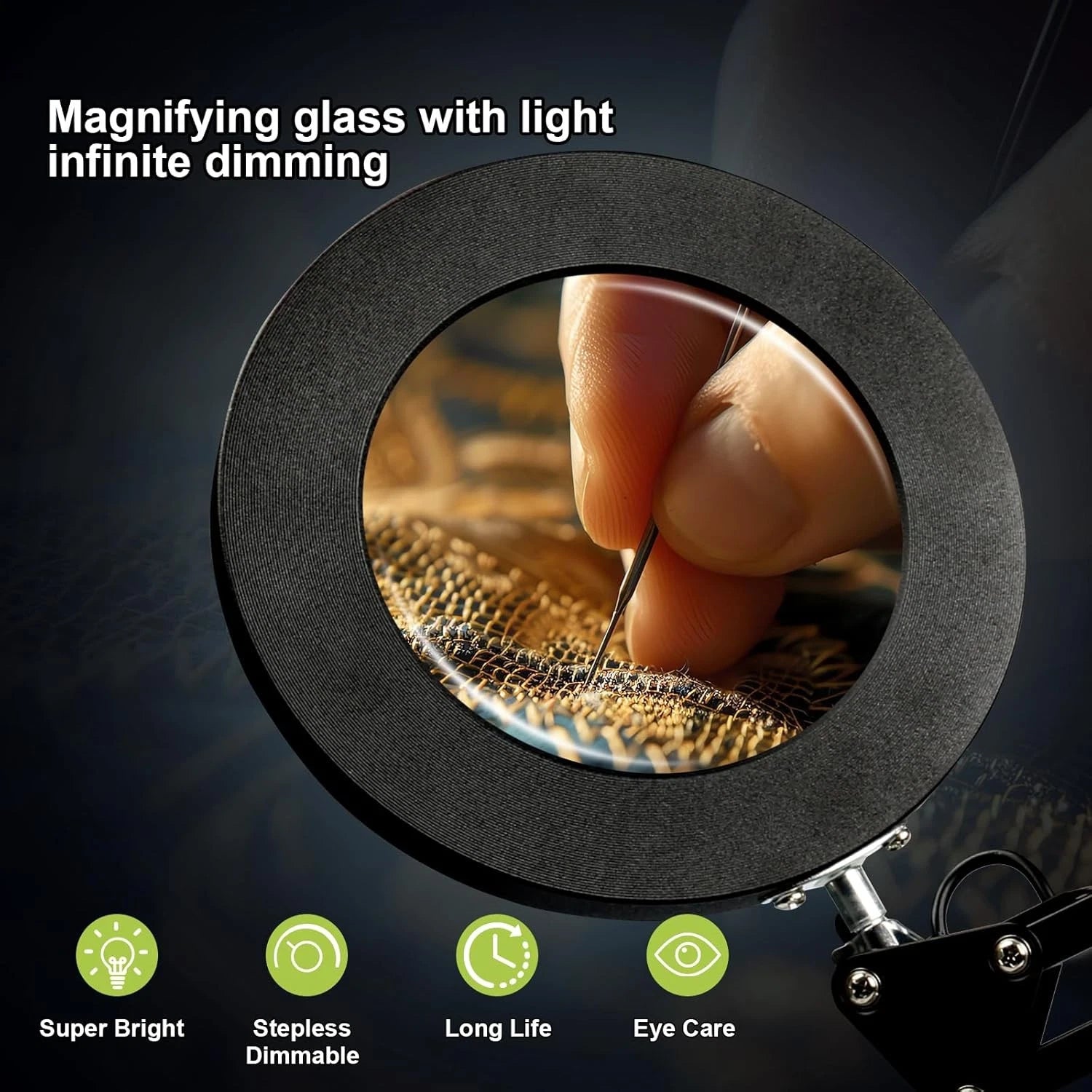 10x Magnifying Glass with Light and Stand, 3 Color Modes, 10 Square, Black