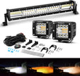 Auxbeam 22Inch 120W LED Light Bar & 2PCS 3 '' 96W LED Pods, 6 Modes Series
